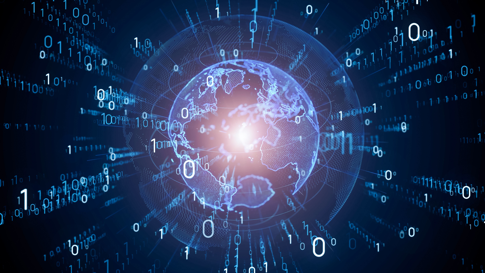 Digital transformation concept. Binary code. Programming.